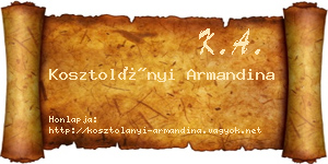 Kosztolányi Armandina névjegykártya